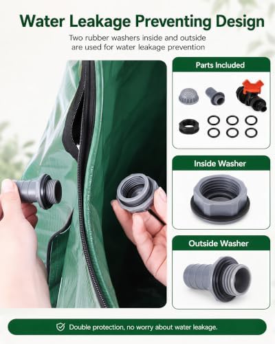 100 Gallon Collapsible Rain Barrel, Portable Rainwater Collection System, Water Storage Tank, Rain Catcher Barrel with Two Spigots and Overflow Kit, Rain Water Barrel Collector for Garden, Green - Image 7