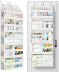 Yecaye 5-Tier Over The Door Organizer Dual-Column, 80lbs Load Extra Large Over the Door Storage of 10 Compartments, Heavy Duty Door Organizer Hanging for Dorm Bathroom Pantry, Cream White 2 Pack by Yecaye
