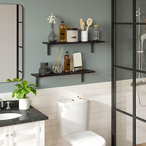 DINZI LVJ Long Wall Shelves, 31.5Inch Wooden Wall Mounted Shelves, Set of 2 - Image 6