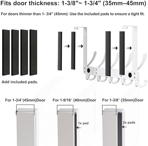 Dseap Over The Door Hook Hanger - Fits 1 3/8" to 1 3/4" Standard Doors | 5 Tri Hooks Heavy Duty Towel/Coat Rack | Door Organizer for Clothes, Jackets, Hats, Towels, Bronze, Pack of 2 - Image 5