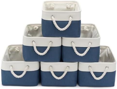11.8x7.9x5.2 Inch Fabric Small Storage Bins with Handles 6 Pack by VQRTEXAStorageBasket