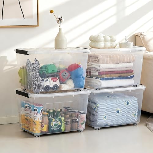 Citylife 82 Quart Large Clear Plastic Storage Bins with Lids 4-Pack - Image 6
