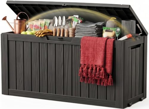 EFU Outdoor Storage Box Waterproof,170 Gal Gen 2 Resin Deck Box With Wheels by EFU