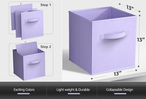 Sorbus 8-Pack Storage Cubes, Collapsible Fabric Baskets (13", Pastel) - Image 3