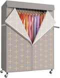 ULIFHOME P6C Plus Rolling Clothes Rack with Cover, Covered Clothing Rack by UlifHome