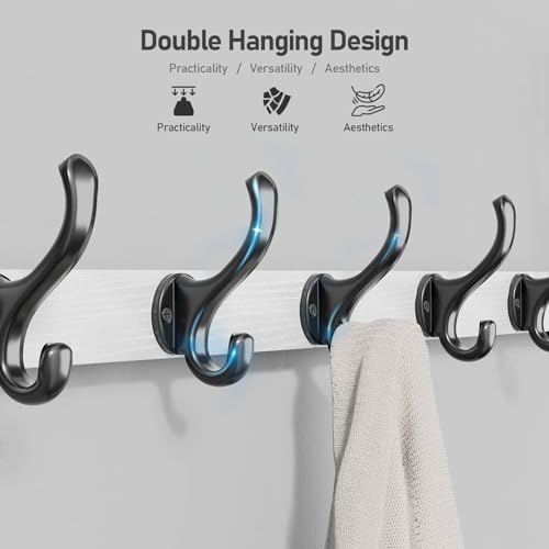Tatub 29" Coat Rack Wall Mount with Shelf, Entryway Wall Hooks with Shelf, Coat Hangers for Bathroom, Living Room, Bedroom, Rustic White - Image 3