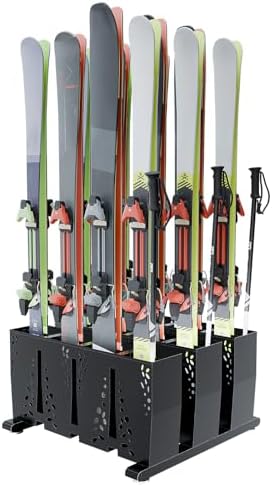 TOCRETOARE Ski Storage Rack for Garage, 12 Pair Heavy Duty Steel Freestanding Ski Storage Organizer, Indoor Ski Holder Racks for Home and Garage Storage by TOCRETOARE