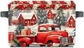 Christmas Baskets Storage Bins with Handles, Christmas Red Truck Foldable Fabric Baskets Canvas Cloth Organizer Storage Boxes 2 2piece by Unknown