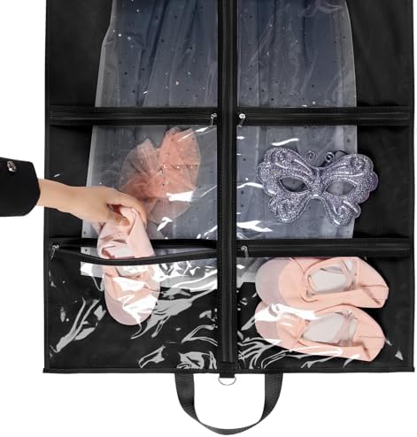 KEEGH 40 inch Clear Garment Bags for Dance Costumes, Black, 6 Pack - Image 4