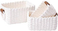 La Jolíe Muse Woven Storage Baskets, Recycled Paper Rope Bin Organizer Divider for Cupboards Drawer Closet Shelf Dresser, Set of 3 (White) by LaJol%C3%ADeMuse