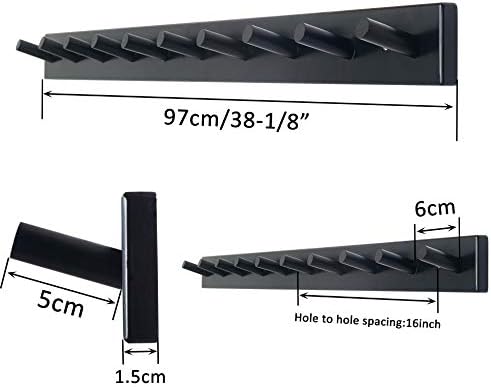 WEBI Coat Rack Wall Mounted,10 Hooks,38" Long Coat Hanger Wall Mount,Bamboo Peg Rail Hat Hooks for Hanging Caps,Jacket,Clothes,Coats,Black,2 Packs - Image 4