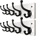 WEBI Rustic Coat Rack Wall Mount,5 Cast Iron Coat Hooks Wall Mounted,Heavy Duty Wall Coat Hanger Hooks for Hanging Coats,Clothes,Black on White,2 Packs by WEBI