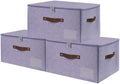 ANMINY Storage Box Fabric Bins with Zipper Lid, 17.7"x13.8"x10" Purple 3PCS by ANMINY