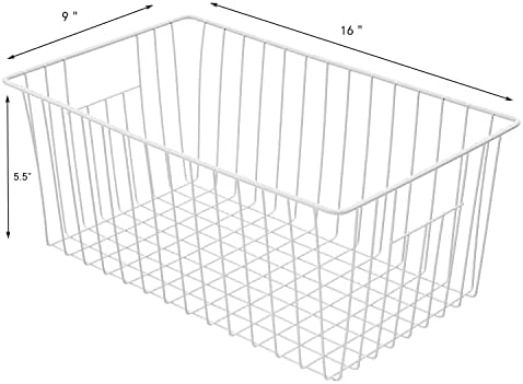 Freezer Baskets Organizer, Refrigerator Metal Wire Storage Divider, Household Container Bins with Handles for Kitchen, Pantry, Cabinet, Closets - Pearl White (6, 16in x 10in x 5.5in) - Image 5