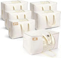 Soft Large Canvas Storage Bags with Zipper. Thick Breathable. Four Carrying Handles and Window. Cotton Linen Storage for Pillows, Quilt, Blankets and Comforter, 80L, Beige by Unknown
