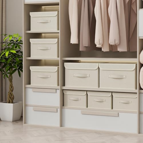 Storage Bins with Handles,Grey and Beige,15x9.8x9.8in,5 Pack - Image 2