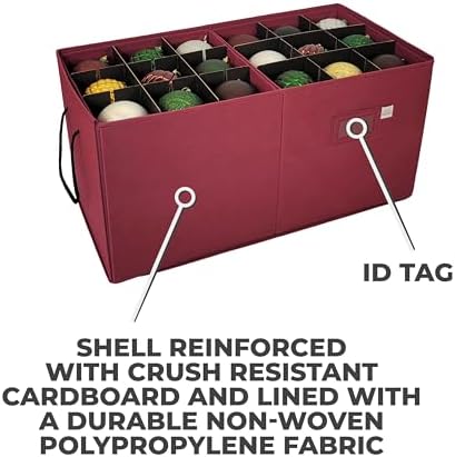 612 Vermont Christmas Ornament Storage Box, Adjustable Acid-Free Dividers - Image 5