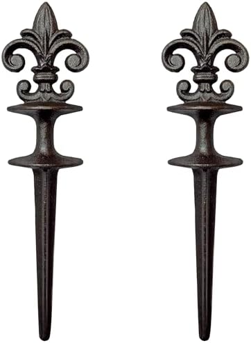 Lulu Decor, Antique Black Cast Iron Garden Fleur de lis Hose Guides, Set of 2. Strong and Decorative Hose Guide that Protects Your Plants and Provides Elegance to Your Garden by LuluDecor