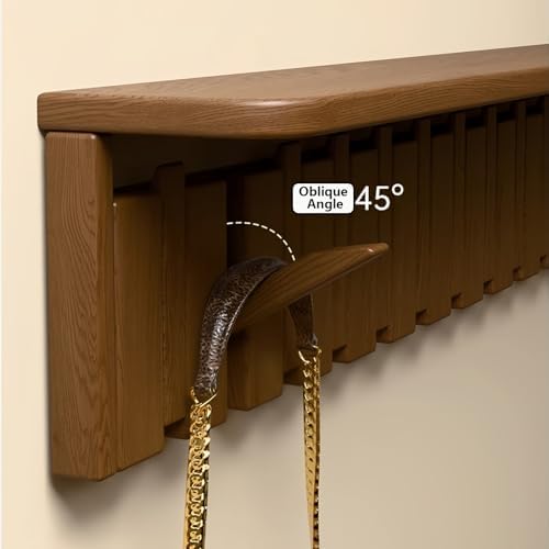 Paint Wood Wall Mounted Coat RackHooks Piano Key Hangers Natural Solid Wood Hanger Non-Woven Fabric Clothes Hangers for Closet, Kitchen, Bedroom, Bathroom, Entryway（Shelf+Beech 12 Hooks） - Image 4