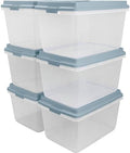 Hefty HI-RISE Stackable Storage Bins - Under Bed Storage Containers with Lids, Shoe Organizer, Plastic Storage Bins, Clear Shoe Boxes with XL Lid-Locking Latches, Durable Double Rim - 72qt (6 Pack) by Hefty