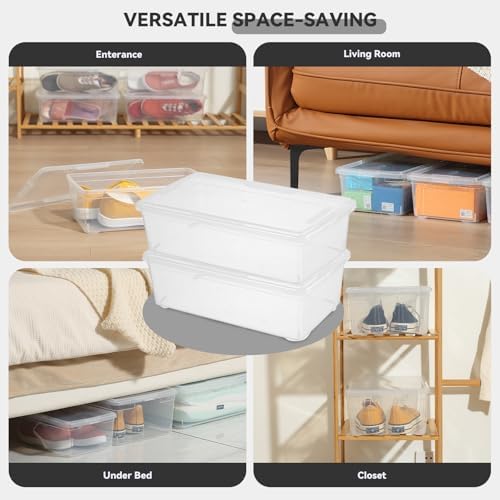 novelinks 12 Pack 6QT Plastic Storage Bins with Lids, Shoe Boxes (Clear) - Image 6
