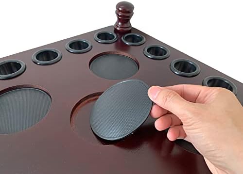 Pool Cue Rack Hold up to 8 Sticks & Billiard Accessories. Floor Stand Pool Cue Stick Holder Made of 100% Solid Hardwood.(Traditional Mahogany) - Image 4