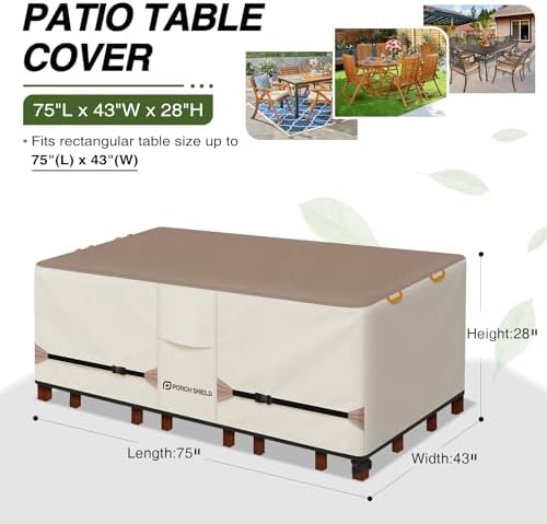 Porch Shield Waterproof Rectangular Patio Table Cover 75 x 43 inch - Image 2
