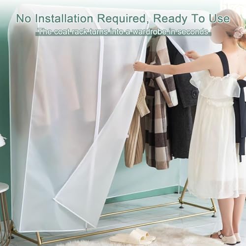 Clothes Rack Cover, Garment Bags, Coat Covers for Closet, Garment Bags for Storage Suits, T-Shirts, Jackets and Coats(Clear,200x50x150cm 9x20x59in) - Image 4