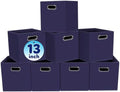 Fabric Cubby Storage Bins,13x13x13 Inches,Cube Organizer Bin Foldable Storage Boxes with Dual Handles Fabric Organizer Box and collapsible Storage basket,Set of 8,Navy Blue by Yunkeeper