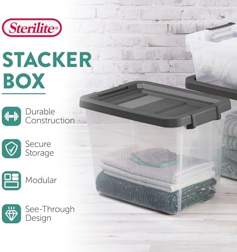 Sterilite Modular Stacker Box with Latching Lid, 30 Quart, 18-Pack - Image 2