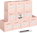 13x13x13 storage cube bins(Set of 10) Fabric storage cubes with 10 Labels Window Cards & a Pen, storage cubes 13x13, Collapsible 13 inch cube storage bins, Cubby Organizer Boxes, Pink by Artsdi