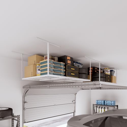 FLEXIMOUNTS 4x6 Overhead Garage Ceiling Storage Rack, 2 Pack, White - Image 2