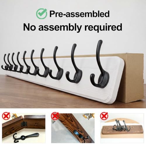 WEBI Coat Rack Wall Mount,38 9/16" Long,10 Hooks,Coat Hooks Wall Mounted Large Coat Hanger Wall Hooks for Hanging Coats,Clothes,Jacket,Hats,Entryway,Black/White - Image 6
