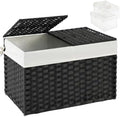 SETVSON Storage Basket with Lid PE Rattan Storage Basket 105L, Black by SETVSON