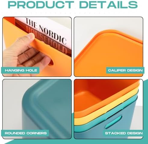 Hoolerry 8 Pieces Storage Bins, 16.1 x 12.0 x 9.7 Inch, Multi-colored - Image 3