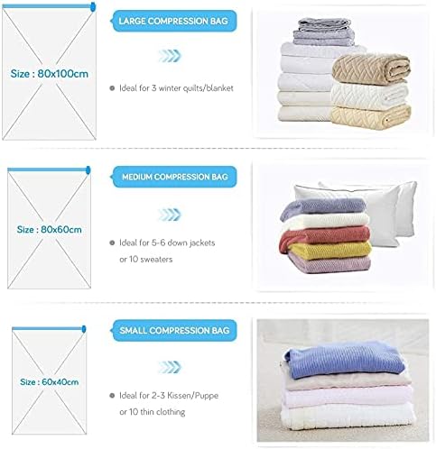 Vacuum Storage Bags(3 x Small,3 x Large, 2 x Jumbo),Various Sizes for different packing needs, Reusable for packing Comforter,Clothes,Coats,Sweater,Bedding,Blankets,Pillows,Soft Toys,Free Hand Pump for Travel and Moving!Save 80% Storage Space - Image 7
