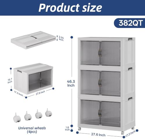 SAILUN Stackable Storage Bins with Lid, 382QT 3Pack Gray - Image 2