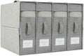 Simple&Opulence 4 Pack Bed Sheet Organizers and Storage, Linen Closet Organizers, Sheets Set Folder Storages with Window and Label (Queen/King Size) Organizing Bedding Container, Grey by SimpleOpulence