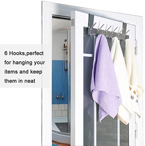 WEBI Over The Door Hooks Door Hanger:Over The Door Towel Rack with 6 Hooks for Hanging,Door Coat Hanger Towel Hanger Over Door Coat Rack for Towels,Clothes,Silver,2 Packs - Image 6