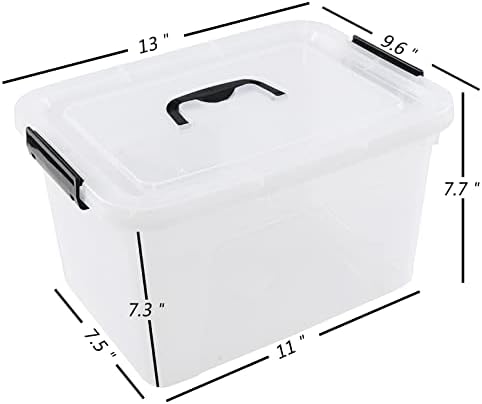 Zopnny 4-Pack Latching Storage Bins, Stackable Plastic Boxes, 10 L, Clear - Image 2
