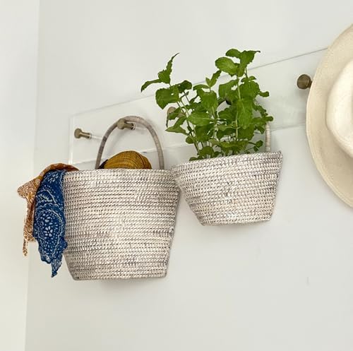 KOUBOO La Jolla Rattan Wall Storage Baskets, Hanging Organizer, Small White - Image 2