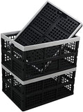 Kekow 3-Pack Black Plastic Collapsible Storage Basket, 42 L Folding Crates by Kekow