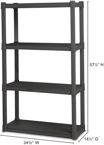 Sterilite 4-Pack 4 Shelf Unit, Heavy-Duty Shelving Storage and Utility Rack - Standing Plastic Organizer Shelves for Kitchen, Bathroom, and Garage - Image 3