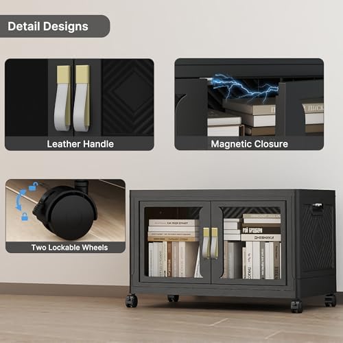 184QT Stackable Storage Bins with Lids, 46Gal Foldable Storage Cabinets - Image 3