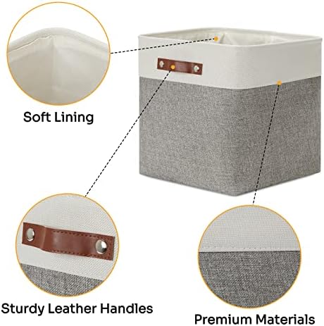 DULLEMELO 13 inch Fabric Storage Cubes 4 Pack Foldable Baskets/Bins for Home Office Organizer Closet, Shelves, Toy, Nursery - Image 3
