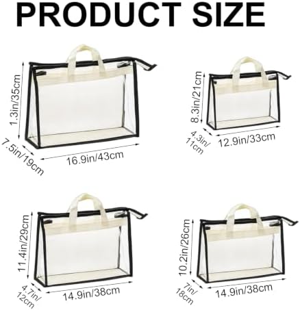 16 Pack Clear Dust Bags for Handbags, 4 Sizes Purse Dust Bags for Storage with Zipper and Handle, Purse Storage Bags for Handbag Storage, Closet Organization - Image 2