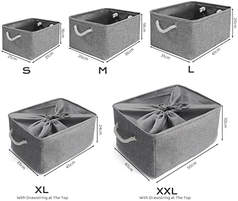 Mangata Foldable Storage Boxes, Fabric Storage Baskets for School/Home/Closet/Office, Pack of 3 (Grey, Medium) - Image 3