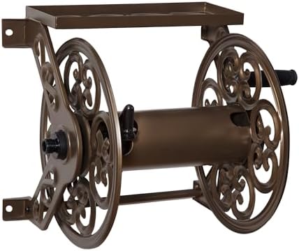 Liberty Garden 708 Steel Decorative Wall Mount Garden Hose Reel, Holds 125-Feet of 5/8-Inch Hose - Bronze - Image 2