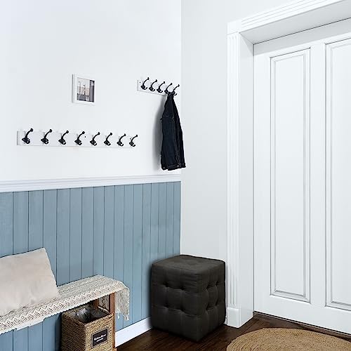 WEBI Rustic Coat Rack Wall Mount,35.43" Long Heavy Duty 8 Cast Iron Coat Hooks Wall Mounted Coat Hanger Hooks for Hanging Coats,Clothes,Jacket,Black on White,2 Packs - Image 5