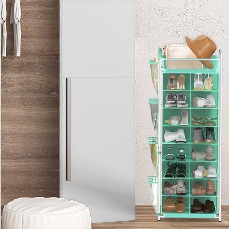Simple Houseware 16 Cube Shoe Stand Tower Rack 8 Tier, Turquoise - Image 6